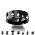 thumbnail image 1 of Minions Despicable Me Symbol Super Hero Black Tungsten Engraved Ring Jewelry - 6mm - Size 7, 1 of 1