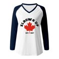 thumbnail image 3 of MHFRRA Camiseta de Manga Larga con Cuello En V y Estampado de La Bandera de Canadá para Mujer Marina de Guerra, 3 of 4