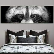 Color-Banner 2 Pieces Modern Canvas Wall Art Black and White Raccoon Looking Into Camera for Living Room Home Decorations - 16"x24" x 2 Panels