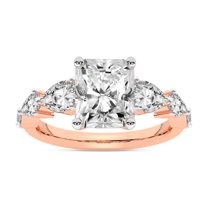 IGI Certified 4 Carat Radiant Shape Lab Grown Diamond Engagement Ring | 14K Rose Gold | Frances Side Stone Diamond Ring | FG-VS1-VS2 Quality Friendly Diamonds