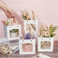 thumbnail image 3 of 12 bolsas de papel blanco para manualidades, de 5,9 x 5,9 pulgadas, con asas, para regalos de fiesta, con ventana cuadrada transparente., 3 of 7