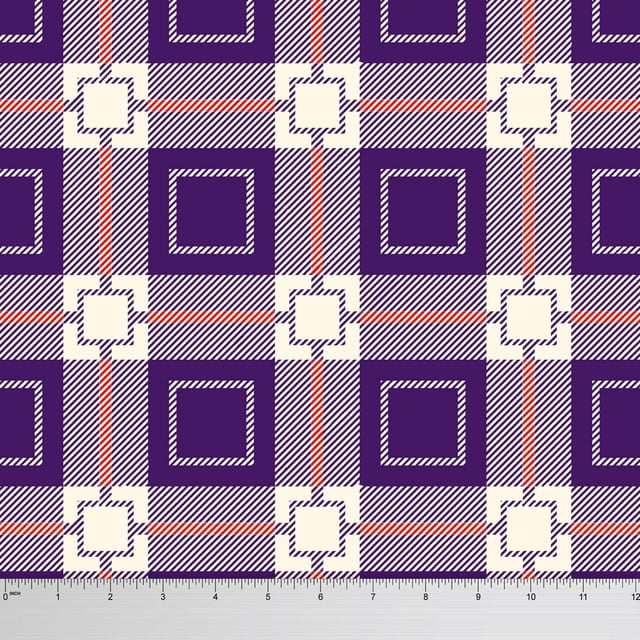 Soimoi Decorative Check Printed Viscose Rayon Fabric Craft Sewing Material By The Yard 58 Inches Wide - Purple
