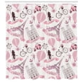 thumbnail image 2 of Eiffel Tower Decor Shower Curtain Set, Paris Symbols Travel In Paris Honeymoon Flowers Romance Hot Air Balloon Bike, Bathroom Accessories, 69W X 70L Inches, By Ambesonne, 2 of 2