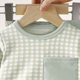 thumbnail image 6 of Toddler Kids Boys Girls Fall Winter Outfits Set 6 9 12 18 Months 2T 3T 4T 5T Plaid Knit 2 Piece Outfit, Long Sleeve Top Jogger Pants Casual Playwear Daily Set Toddler Boys Winter Clothes,Light Green, 6 of 9