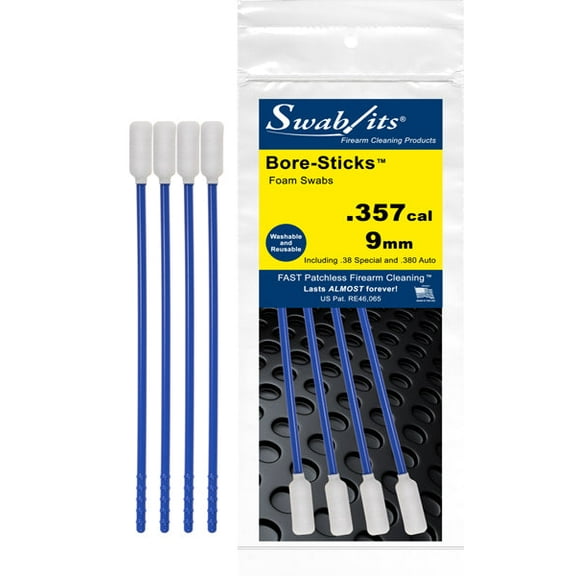 (Single Bag) .357/.38cal/9mm 3 in 1 Cleaning Tool Bore-Sticks™ by Swab-its®: 43-0909