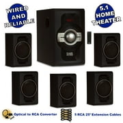 Acoustic Audio AA5240 Home Theater 5.1 Bluetooth Speaker System with Optical Input and 5 Extension Cables