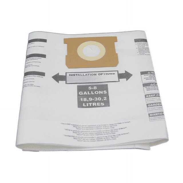 Adecuado para accesorios de aspiradora Shopvac de 5 a 8 galones, bolsa para polvo, bolsa de papel