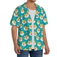 thumbnail image 4 of Naloa Cute Shiba1 Men's Loose Fit Cuban Collar Short-Sleeve Shirt with Button-down and Chest Pocket for Everyday Wear Outings - X-Large, 4 of 7