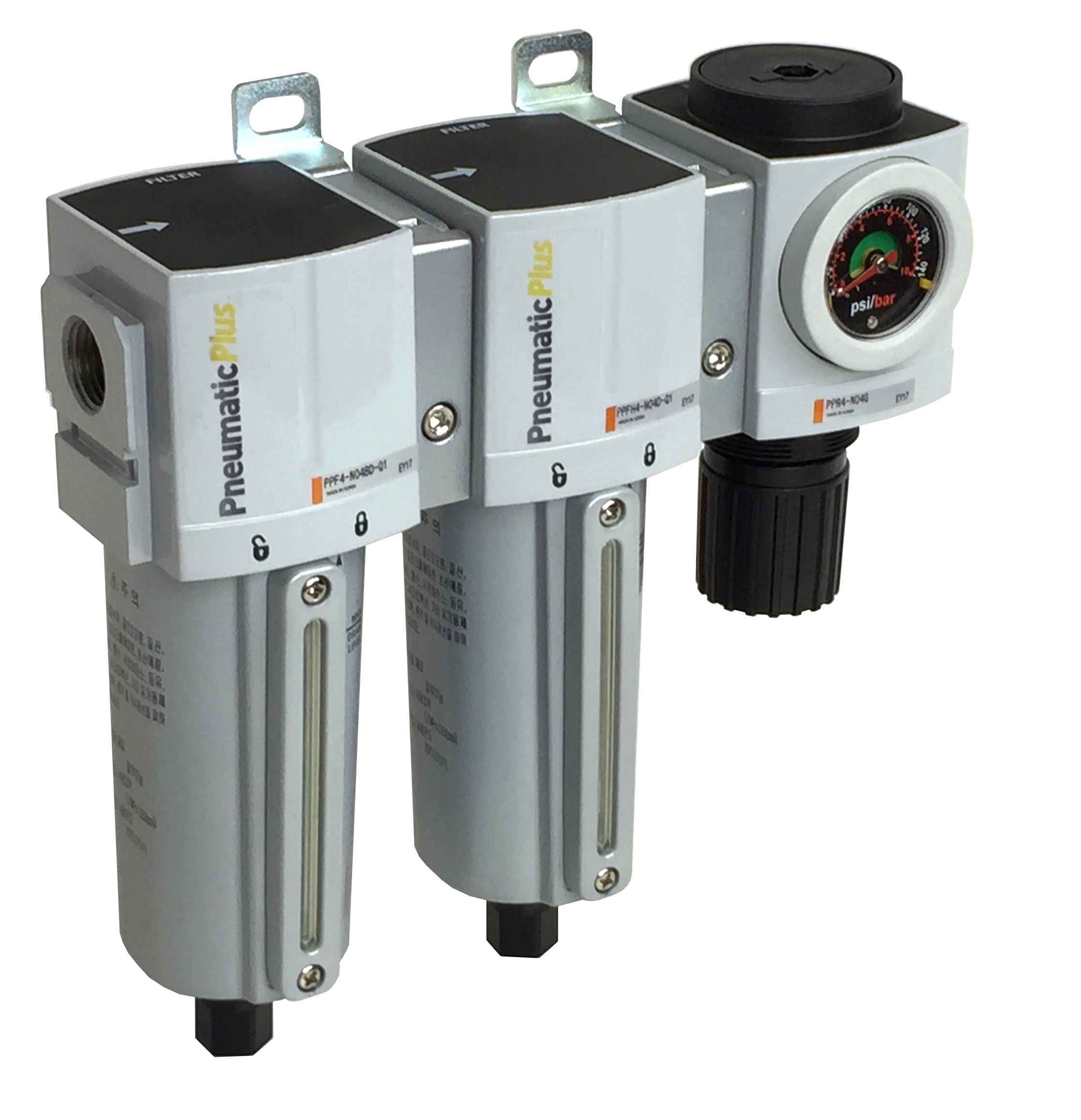 3 Stages Compressed Air Filter Regulator Lubricator Combo 1/2" NPT Auto