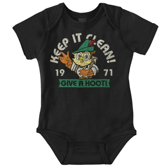 Woodsy Owl Keep it Clean Give a Hoot Romper Boys or Girls Infant Baby Brisco Brands 12M