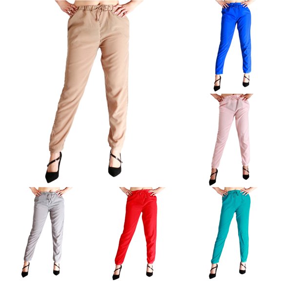 ANINEO Women's Casual Pants Solid Color Sports Multicolor Pants High Waist Stretch Classic Female Summer Trousers