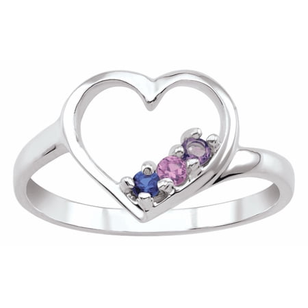 Personalized Classic heart shape birthstone ring by Jewelster