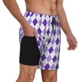 thumbnail image 2 of KLL Purple argyle for Mens Swim Trunks Quick Dry Swim Shorts with Built-in Compression Liner Funny Swimwear Bathing Suits-XX-Large, 2 of 6