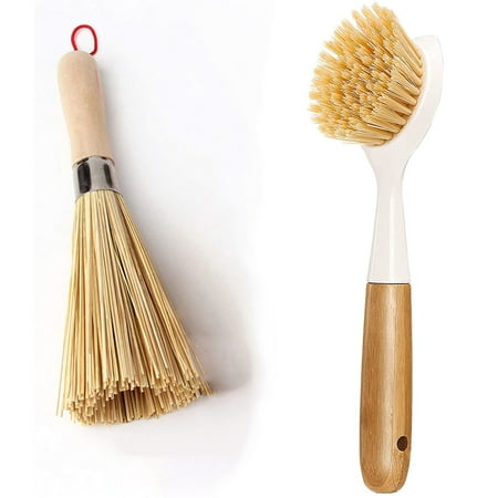 

FZFLZDH 2 Pcs Wok Brush Kitchen Cleaning Brush Kitchen Pan Brush Pan Handle Cleaning Brush Bamboo Pan Brush Cleaning