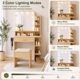 thumbnail image 3 of ICEELF Oak Makeup Vanity with Chair, Small Vanity Desk with Mirror & 3 Color Lights, Girls Vanity Set with Power Outlet for Small Space, 3 of 9