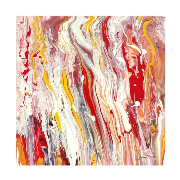 Canvas Wall Art - Jean Plout 'Abstract Pouring A' Wall Art for Living Room, Bedroom, or Office Décor by Trademark Fine Art - 14 x 14 Inches
