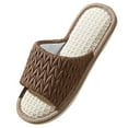 thumbnail image 2 of Casual Linen Women's Slippers Slip On House Indoors Slippers Anti-Skid Rubber Sole Lightweight Lined Chenille Slippers Perfect for Hotel Lounge Bedroon Shoes Footwear, 2 of 4