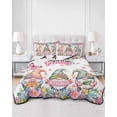 thumbnail image 2 of Full Size Quilt Bedding Set, Spring Gnomes Reversible Summer Quilt 3 Pieces, Colorful Flowers Watercolor Butterfly Floral Plant Lightweight Bedspreads Coverlets with 2 Pillow Shams for All Seasons, 2 of 5