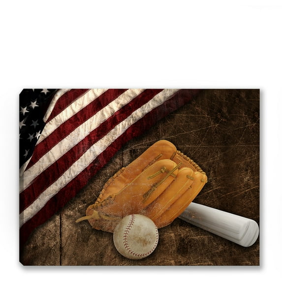 Awkward Styles Baseball USA Canvas Baseball Wall Decor American Flag Art Proud American Gifts USA Flag Wall Decor Modern Patriotic Sport Theme Gift