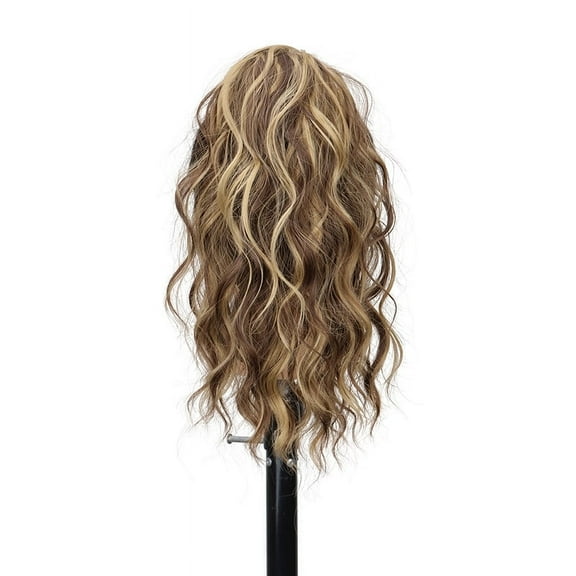 14Inch Synthetic Short Curly Claw Clip in Ponytail Hair Extension Daily Use Blonde Black Blonde Fluffy Hairpiece for Women