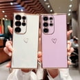 thumbnail image 3 of Compatible with Samsung Galaxy S24 Ultra 5G Case for Women Cute Luxury Love Heart Pattern Design Full Camera Protection Soft TPU Reinforced Corners Protective Plating Edge Phone Case, Purple, 3 of 12