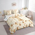 thumbnail image 2 of Manfei Lovely Capybara Pattern 7 Pieces Full Size Bedding Sets,Cartoon Initial T Full Size Bed in a Bag,Yellow,Polkadot Reversible, 2 of 7