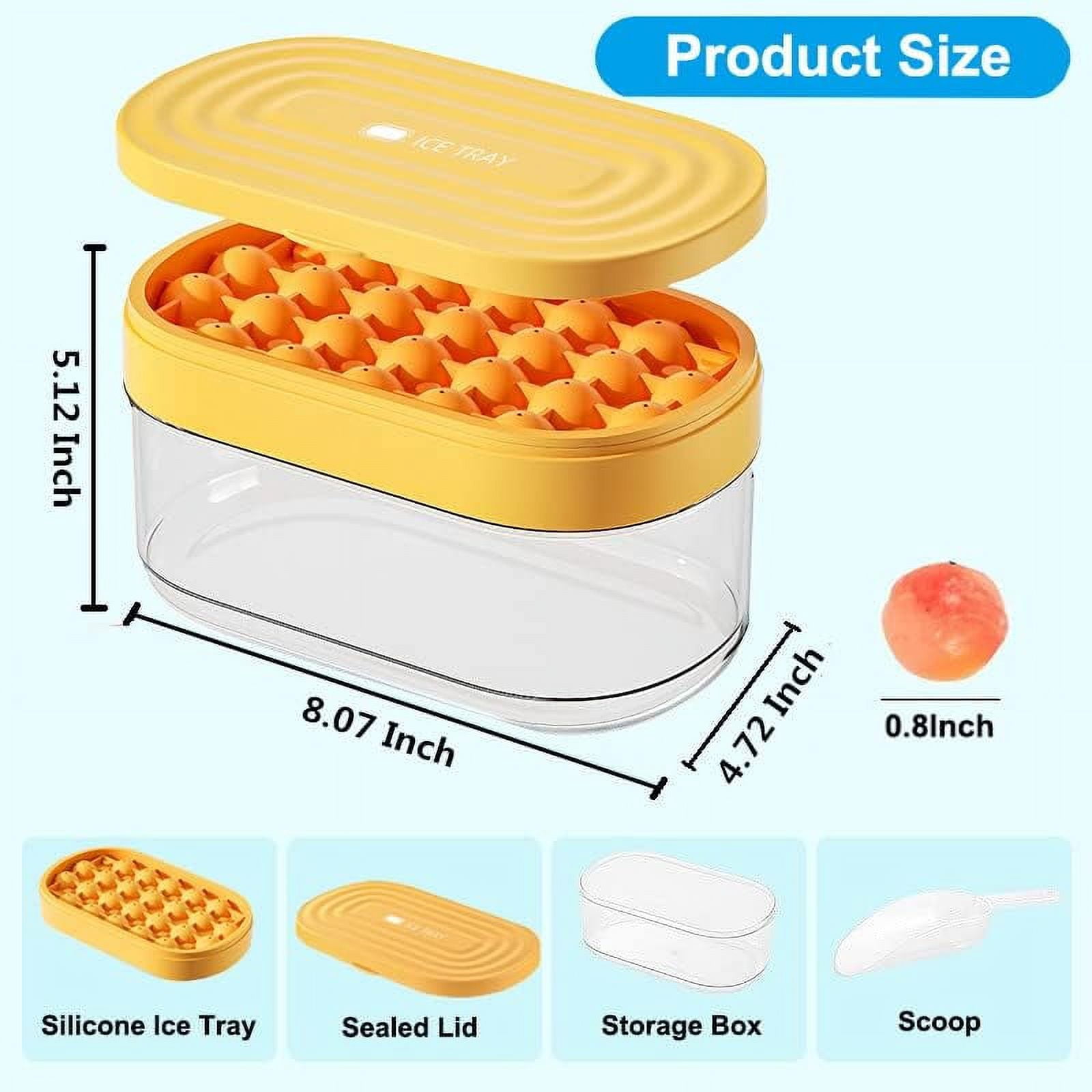 Round Ice Cube Tray with Lid and Bin,Silicone Sphere Ice Trays for Freezer | BPA Free Stackable Round Ice Tray with Cover | Easy Release Making 24-Circle Ice | Come with Ice Scoop