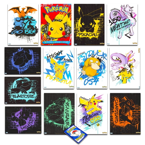Set de pósteres Pokémon con 12 pósters y tarjetas Pokémon adicionales