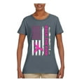 thumbnail image 2 of Wild Bobby Back the Pink American Flag Breast Cancer Awareness Women Graphic Tee, Charcoal, Small, 2 of 6