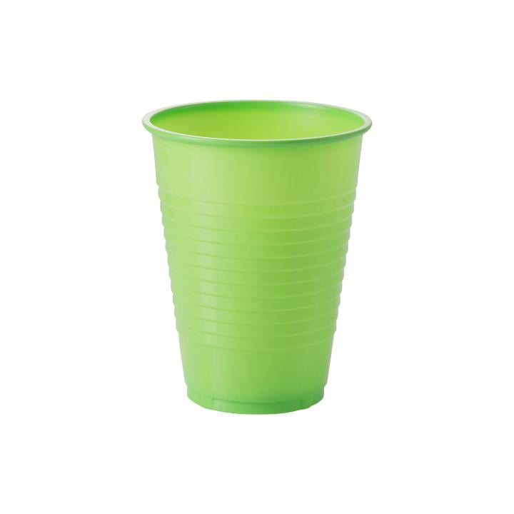 green plastic cups