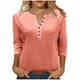 thumbnail image 3 of Blusas para mujer,Camiseta raglán con cuello en V para mujer, manga 3/4, blusa informal de cuello redondo para estar en casa, sopatenor, 3 of 9