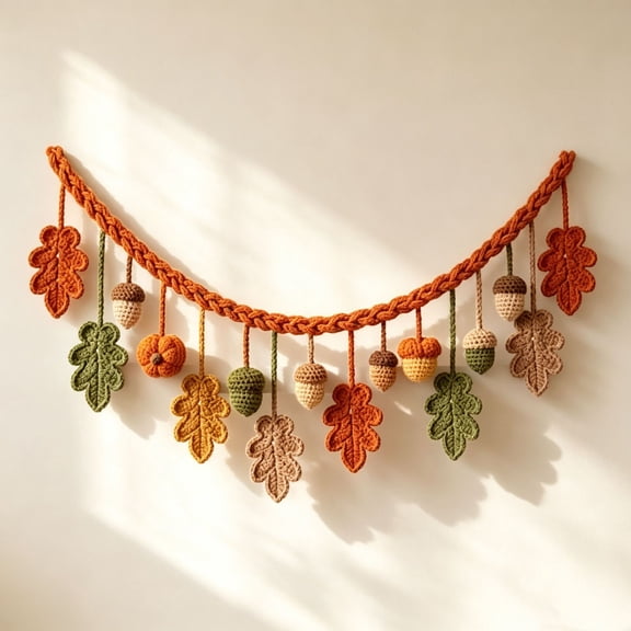 Halloween Hanging Knitted Pumpkin String Lights - 8 FT Waterproof String Light Up Ghost Garlands with Wood Beads for Outdoor Yard & Porch Decor #A