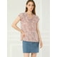 thumbnail image 3 of blusa de gasa con mangas casquillo ligera con volantes para mujer Rosa XL, 3 of 6