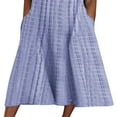 thumbnail image 3 of Robes Décontractées à Carreaux pour Femmes Été Col en V Boutonnée Ample Robe Midi Robes d'Été avec Poches Violet G, 3 of 7