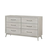 Roundhill Furniture Seluna 6-Drawer Bedroom Dresser, Gray Oak Finish