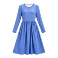 thumbnail image 3 of Bosfbaoi Dresses for Women Round Neck Long Sleeve Striped High Waist Flowy Midi Dress, 3 of 7