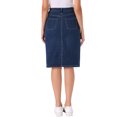 thumbnail image 3 of INSPIRE CHIC Denim Skirt for Women Casual High Waist Back Slit Stretch Knee Length Jean Skirts with Pockets M Dark Blue, 3 of 6