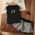 thumbnail image 4 of Amidoa Girls 2 Piece Outfits Summer Clothes Sleeveless Solid Color Cute Tank Top T-Shirt and Casual Shorts Kids Clothing Sets Black Size 1T, 4 of 9