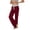 Wine, variant on cocolona Womens High Waist Patchwork Yoga Pants Elastic Waist Drawstring Wide Leg Lounge Pants with Pockets