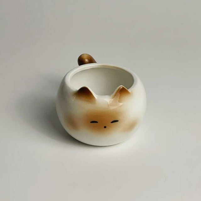 Ceramic Coffee Cup with Siamese Cat Design for Women 12 oz