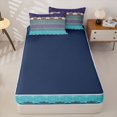 thumbnail image 4 of jejeloiu Boho Border Zipper Twin Comforter Sets with Fitted Sheet and 2 Pillowcases For Men Women,Floral Print Zipper Bedding Set,Purple Teal,Navy Blue Reversible,4-Piece, 4 of 7