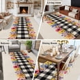 thumbnail image 6 of Area Rug 60×96in, Rustic Pastoral Colorful Flower Floor Carpet Living Room Rug, Black White Checkered Linen Non-Slip Welcome Mat Indoor Rugs for Bedroom Dining Room, 6 of 9