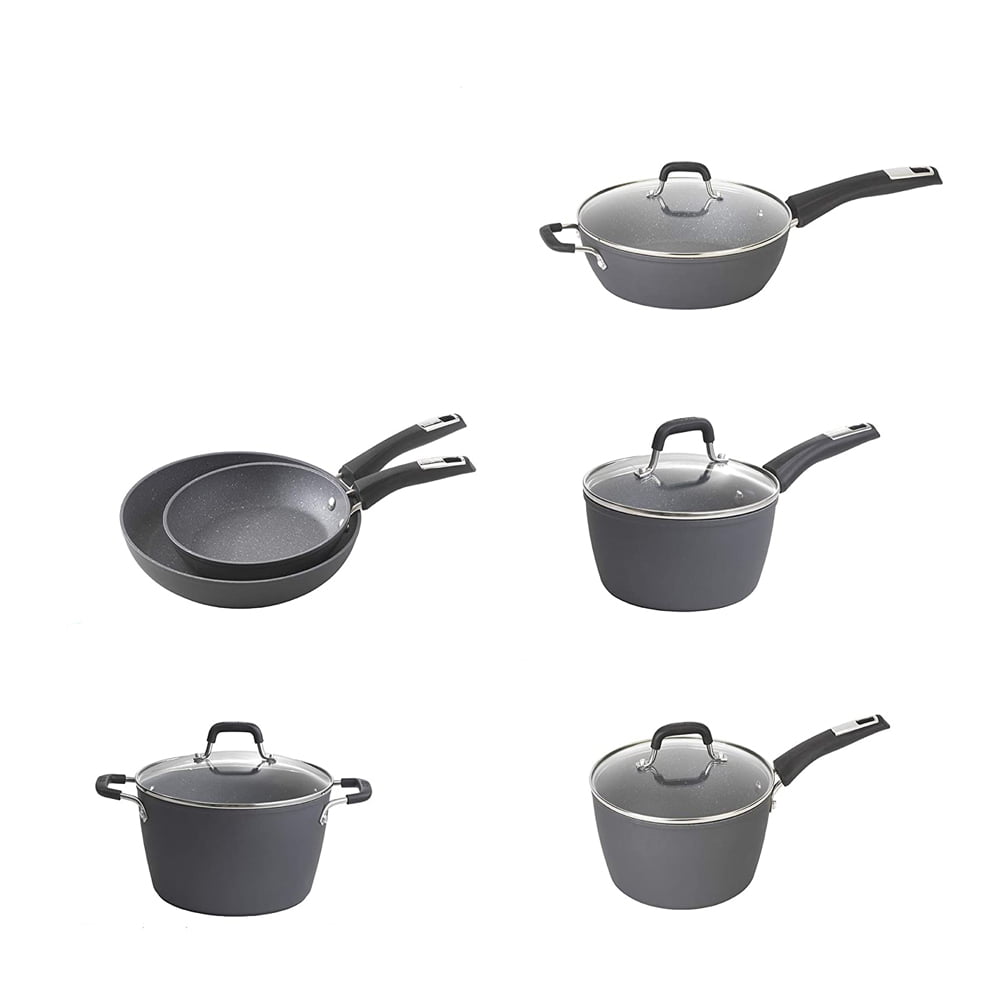 Bialetti Arte Aluminum 10-piece Cookware Set with Silicone Handles