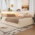 thumbnail image 6 of Noble House Einav 79" Full Upholstered Boucle Bed Frame, Corner Daybed with Storage Drawers, LED Light, Beige, 6 of 9