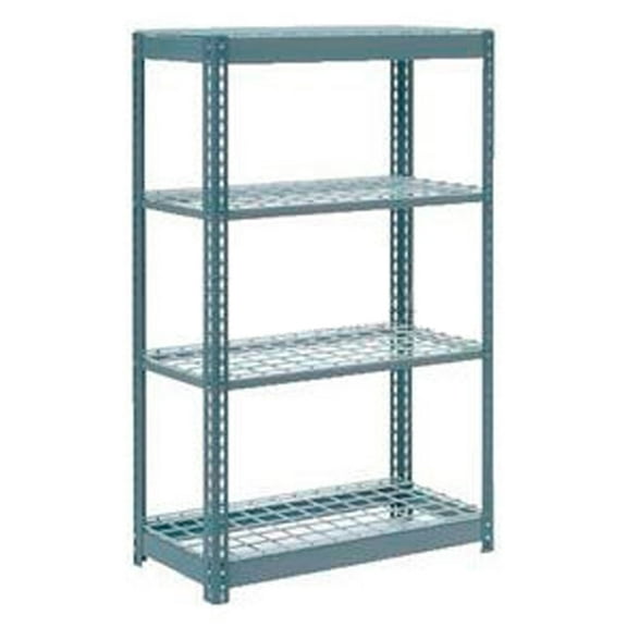 Global Industrial B2297506 Heavy Duty Shelving with 4 Shelves & Wire Deck - Gray - 36 x 24 x 72 in.