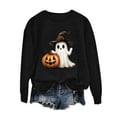thumbnail image 2 of Women's Halloween Sweatshirt Skull Ghost Witch Pattern Pullover Top Casual Long Sleeve Round Neck Sweatshirt Top, 2 of 3