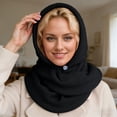thumbnail image 2 of HJYCHN Womens Hats Stylish Knit Hat with Integrated Scarf Winter Warm Earflap Cap for Casual and Daily Wear Womens Winter Hat Black One Size, 2 of 4