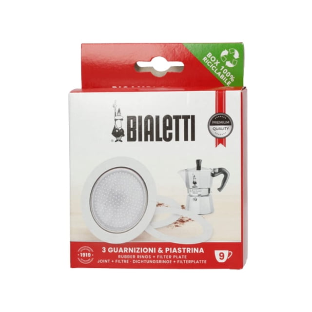 Empaques y placas Bialetti BIA640310 de acero inoxidable, paquete de 3 tz.9
