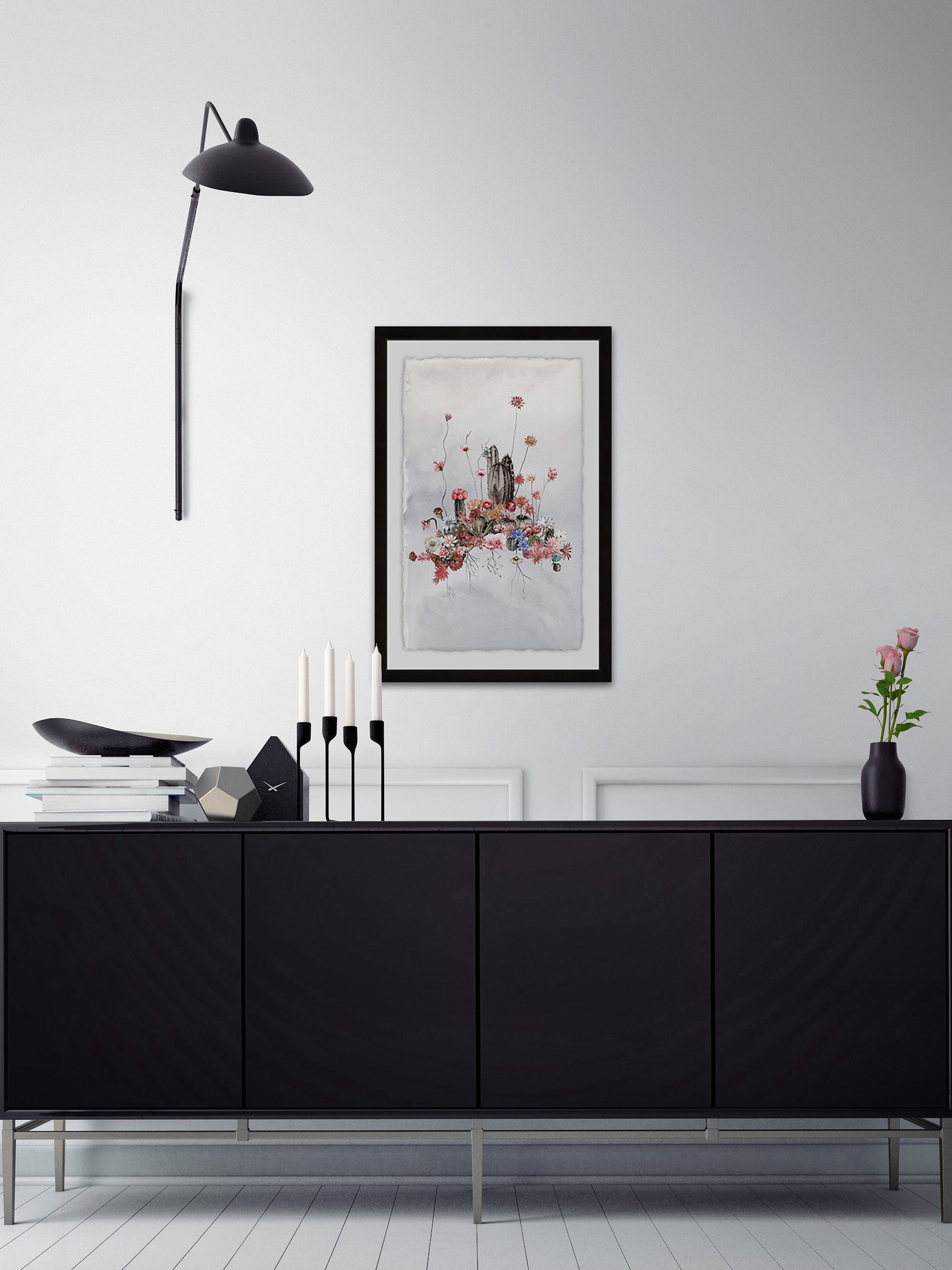 Blush Cactus Flowers Framed Painting Print