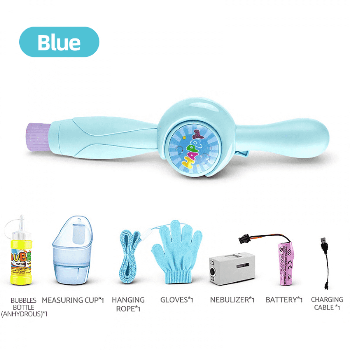 Elastic Bubble Wand for Kids Smoke Bubbles Machine with Party Colorful Lights, Outdoor Toys Easter Baskets Stuffers Gifts for Ages 3 4 5 6 7 8 Boys Girls(Blue)